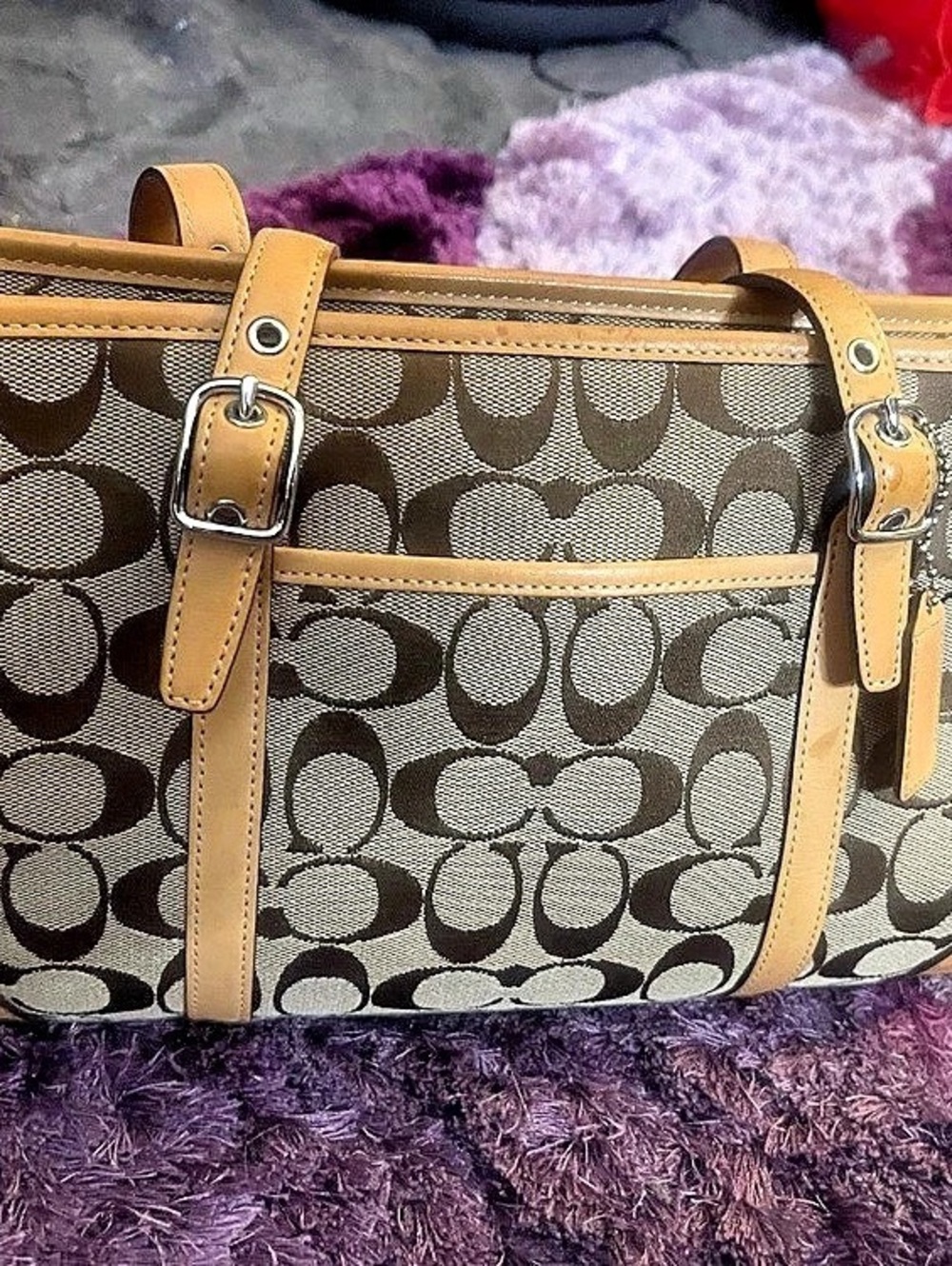 Coach Signature Shopper Tote in Brown & Black